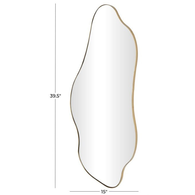 Gold Metal Wavy Wall Mirror 15"W x 40"H
