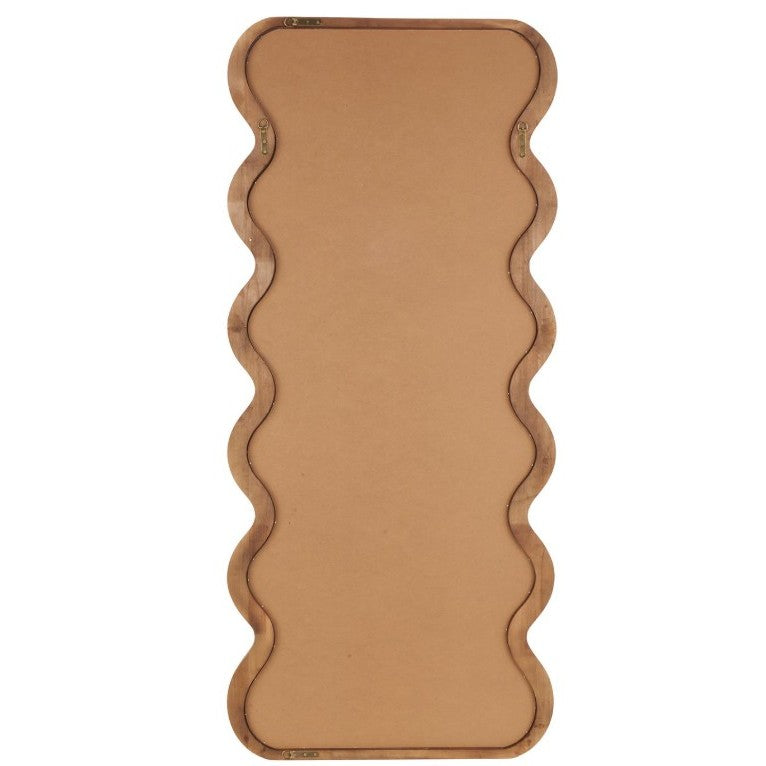 Brown Wood Wavy Wall Mirror 31"W x 71"H
