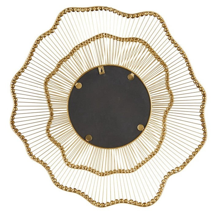 Gold Metal Beaded Wall Mirror 33"W x 34"H