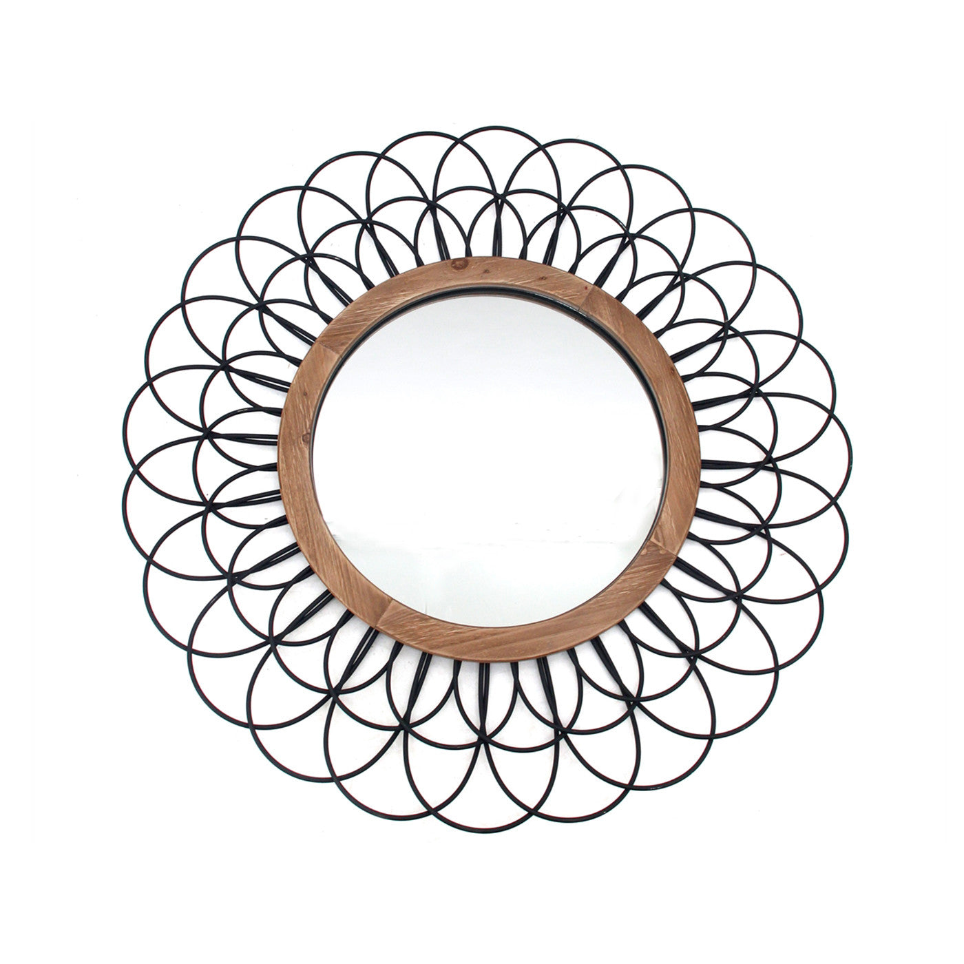 Black Metal Loop Wall Mirror 40" Round