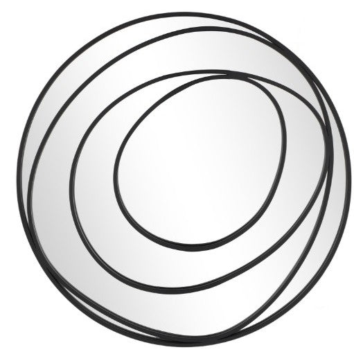 Black Metal Swirl Mirror 32" Round