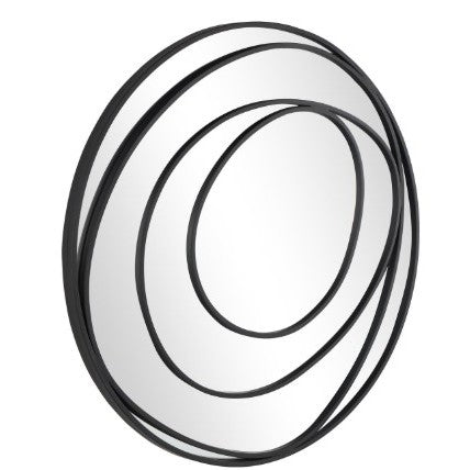 Black Metal Swirl Mirror 32" Round
