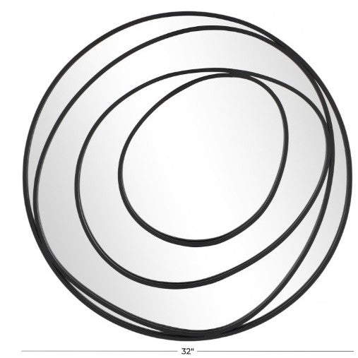 Black Metal Swirl Mirror 32" Round