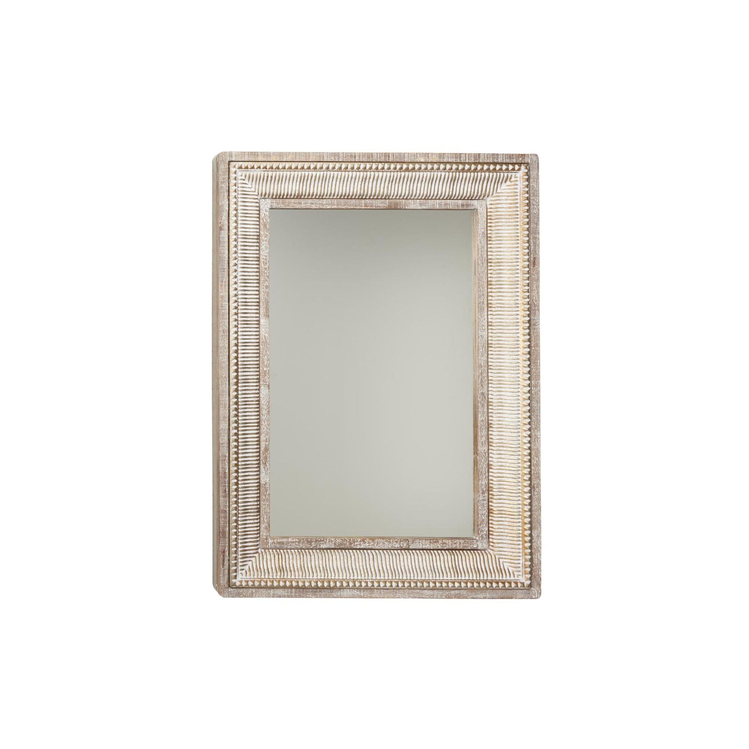 Whitewash Metal and Wood Wall Mirror 31"W x 43"H