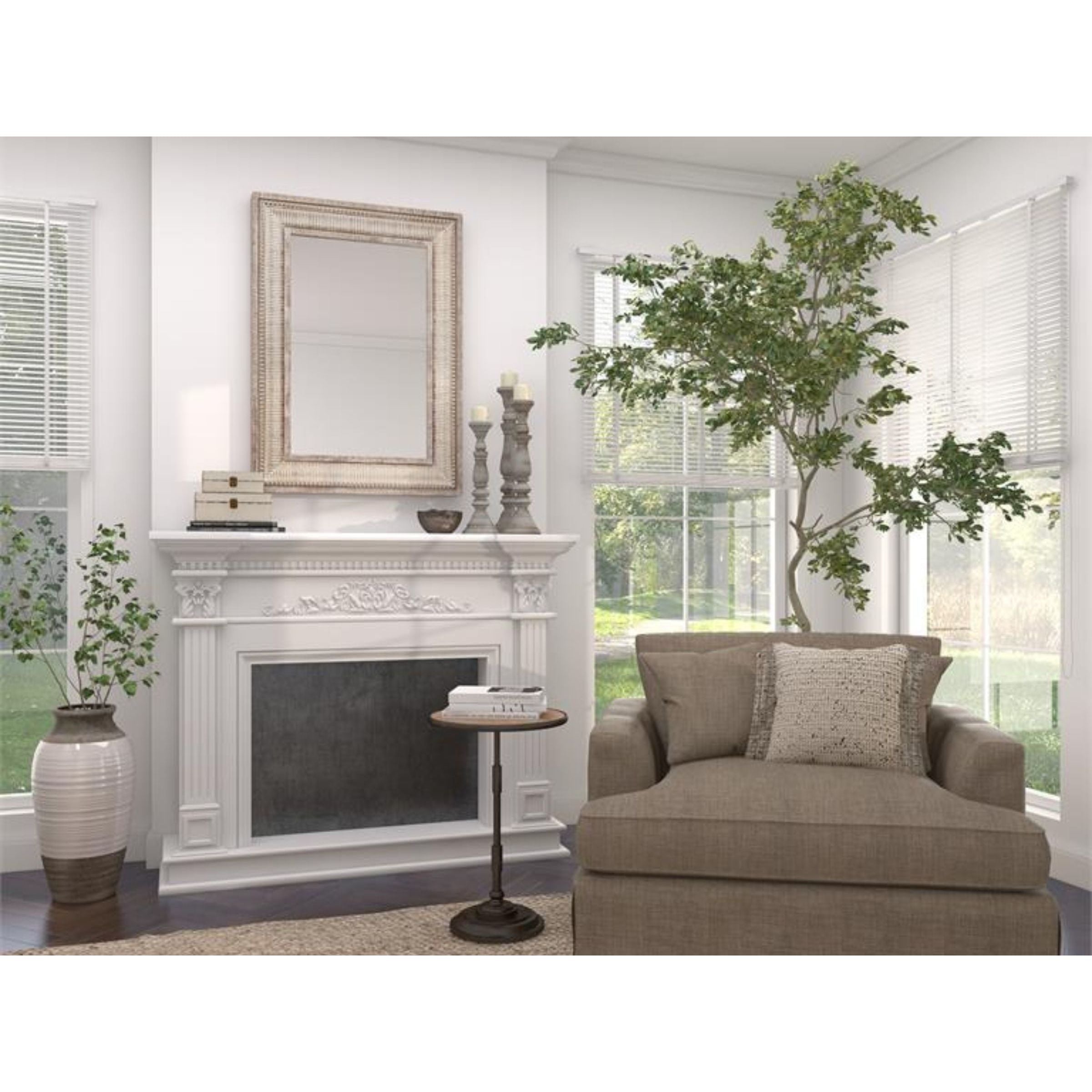 Whitewash Metal and Wood Wall Mirror 31"W x 43"H