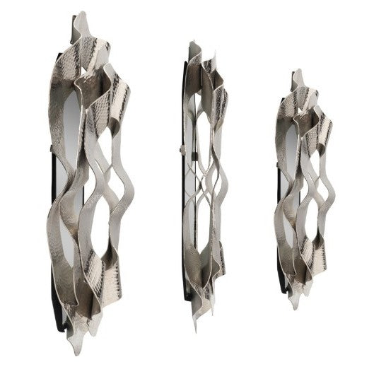 Set of 3 Silver Metal Wall Mirrors 17/21/25"