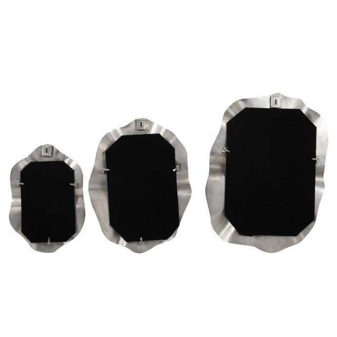 Set of 3 Silver Metal Wall Mirrors 17/21/25"