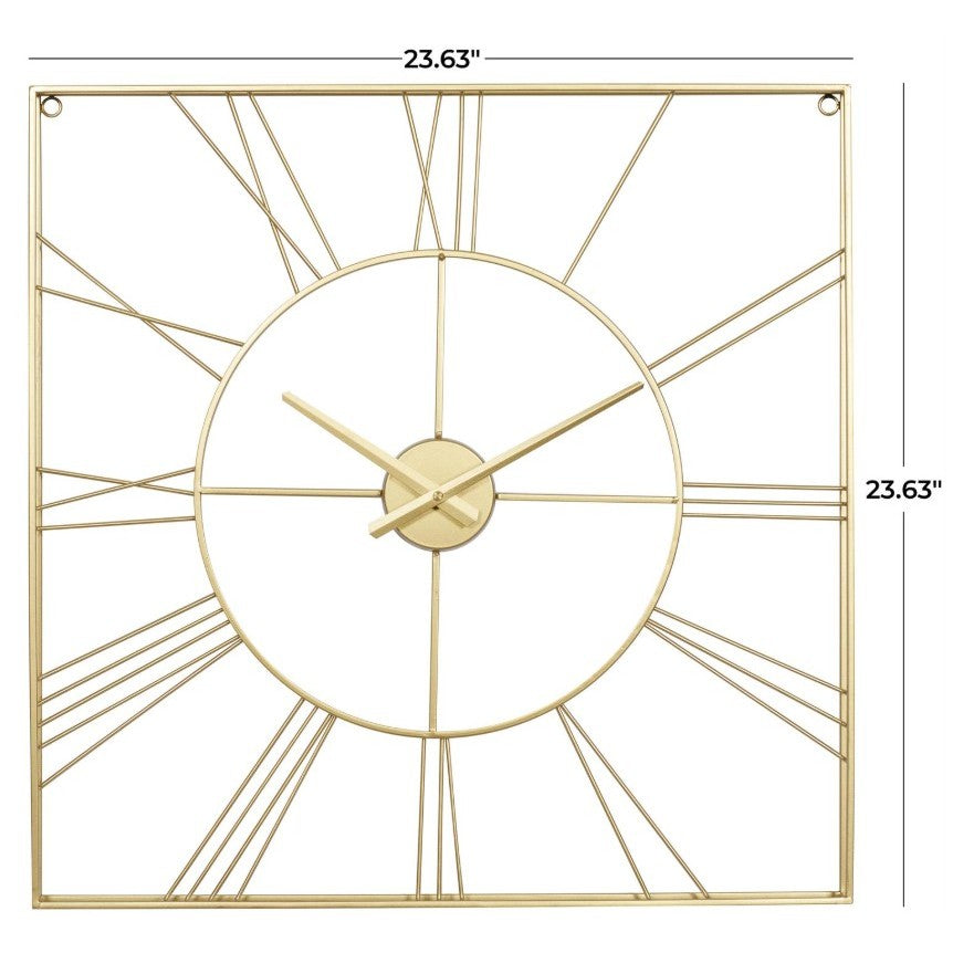 Gold Square Wall Clock 24"W x 24"H