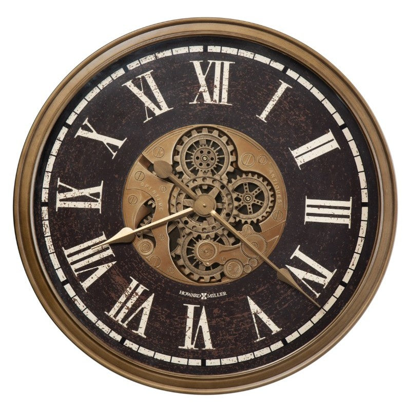 Howard Miller Black and Antique Brass Gears Wall Clock 31.5" Round