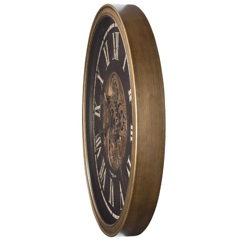 Howard Miller Black and Antique Brass Gears Wall Clock 31.5" Round