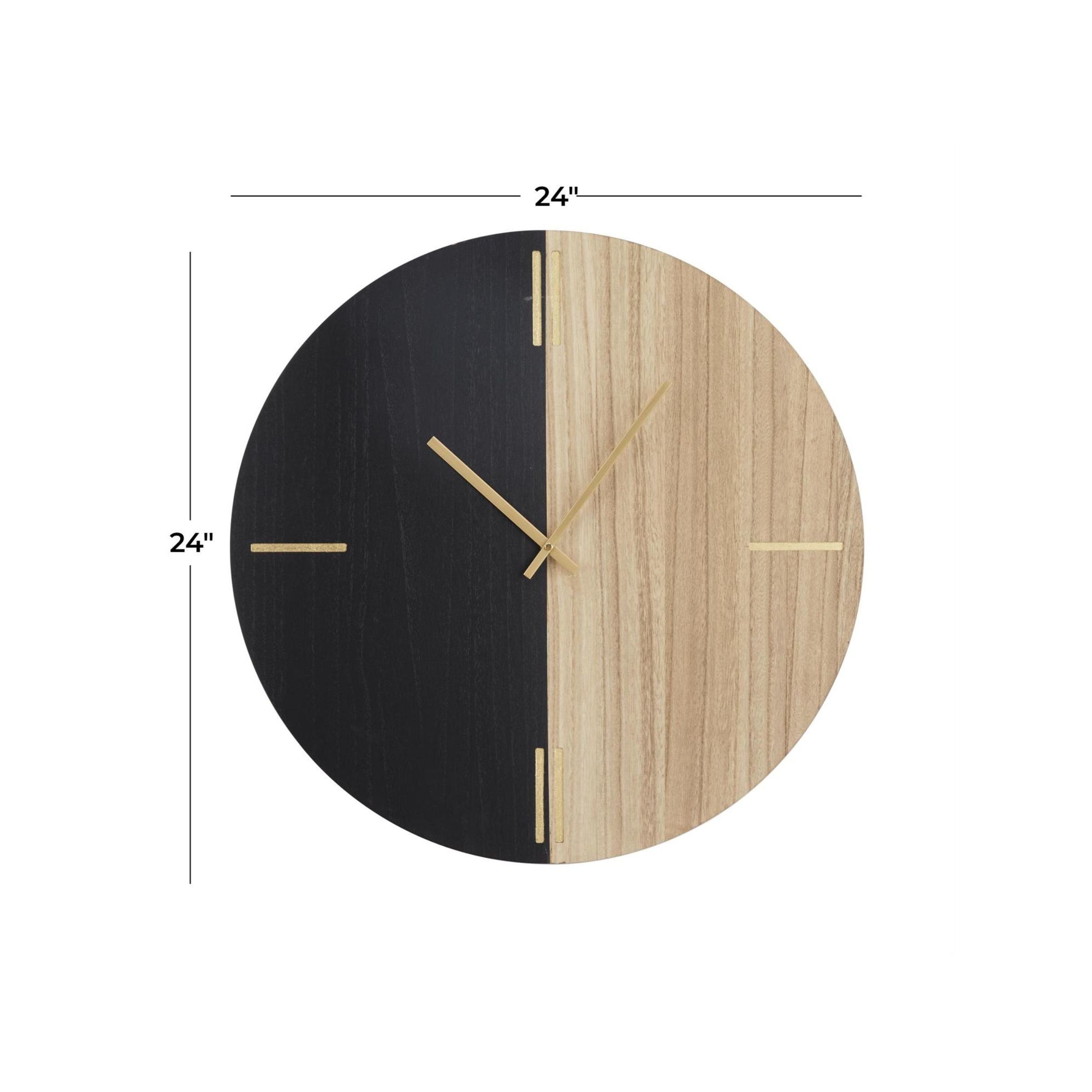 Black Wood Wall Clock 24" Round