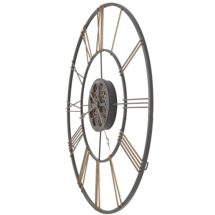 Howard Miller Aged Black and Brass with Gears Metal Wall Clock 49" Round
