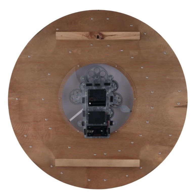 Howard Miller Natural Wood with Gears Wall Clock 24" Round