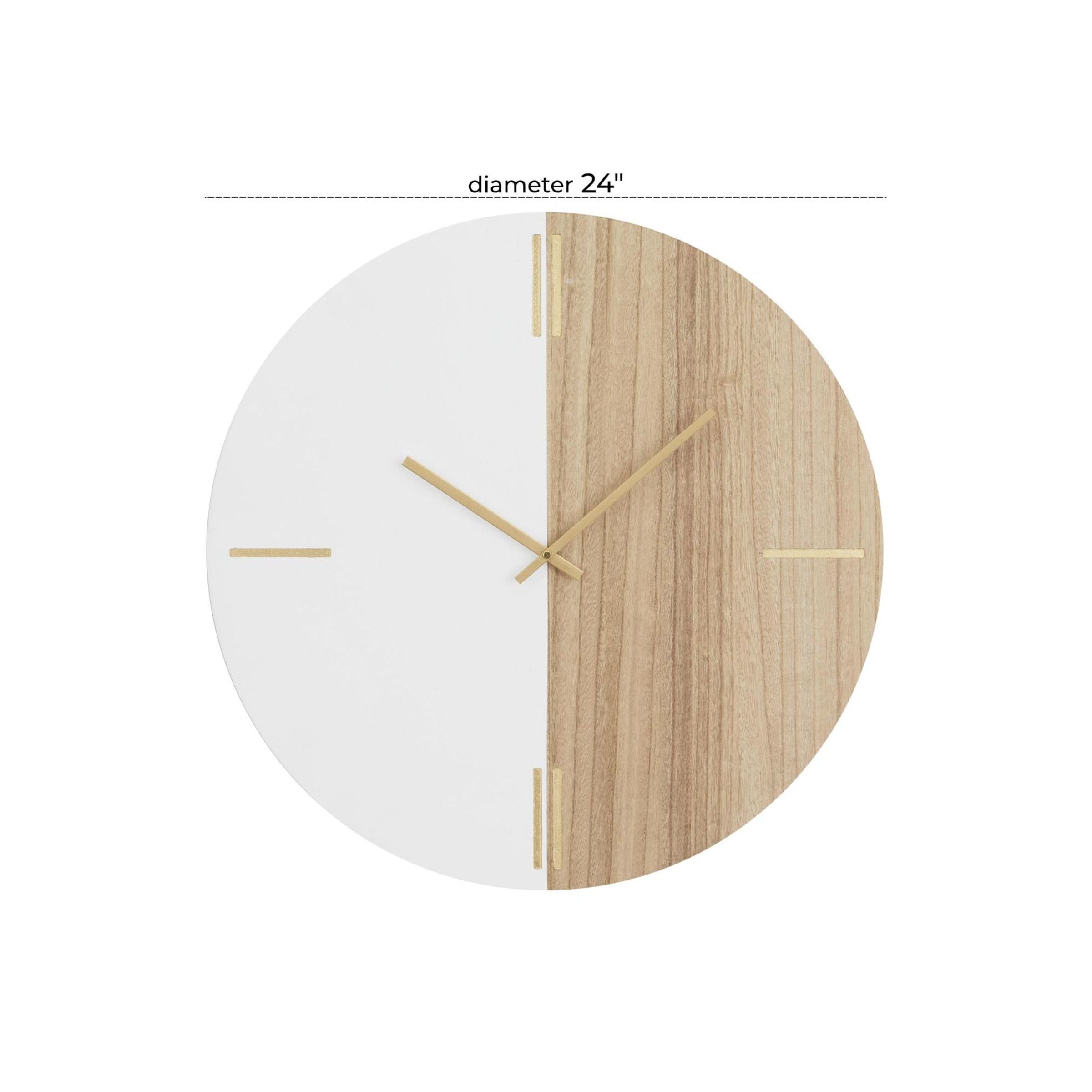 White Wood Wall Clock 24" Round