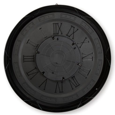 Black and Gold Metal Gears Wall Clock 32" Round