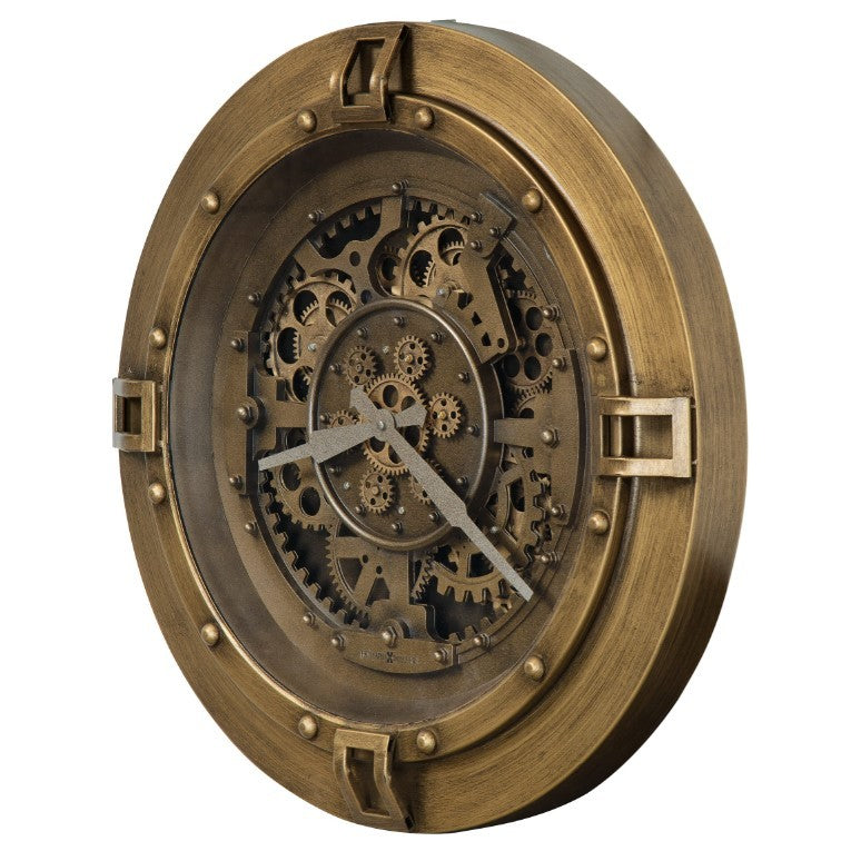 Howard Miller Antique Brass Gears Wall Clock 23.5" Round