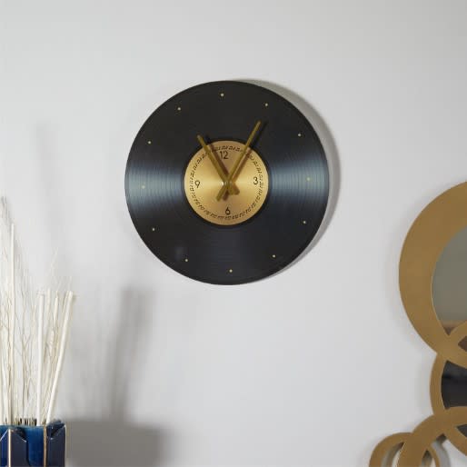 Record Glass Wall Clock 20" Round