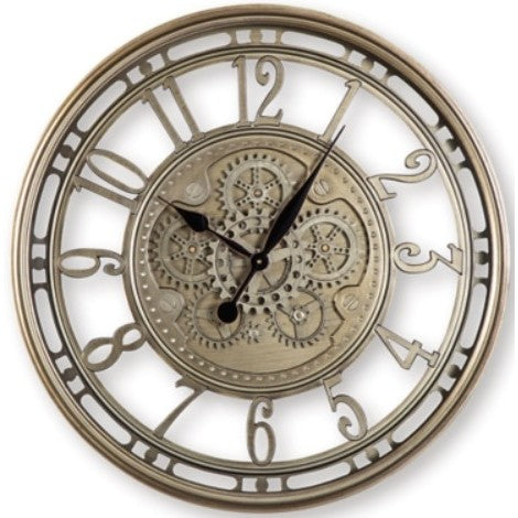 Champaign Metal Gears Wall Clock 27.5" Round
