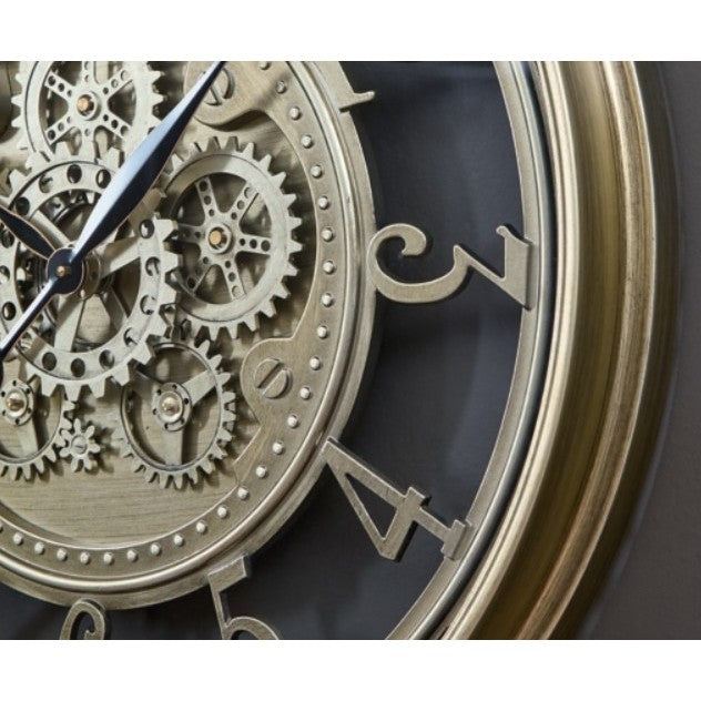 Champaign Metal Gears Wall Clock 27.5" Round