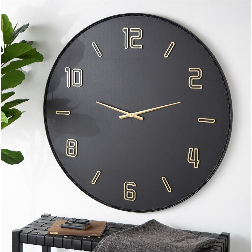 Black Wood Wall Clock 47" Round
