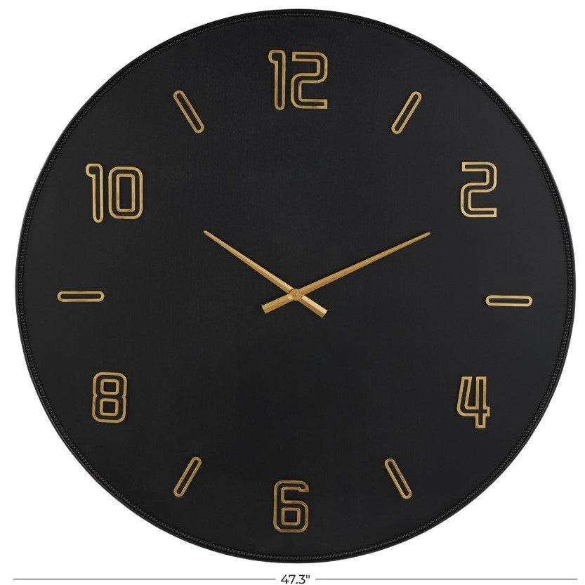 Black Wood Wall Clock 47" Round