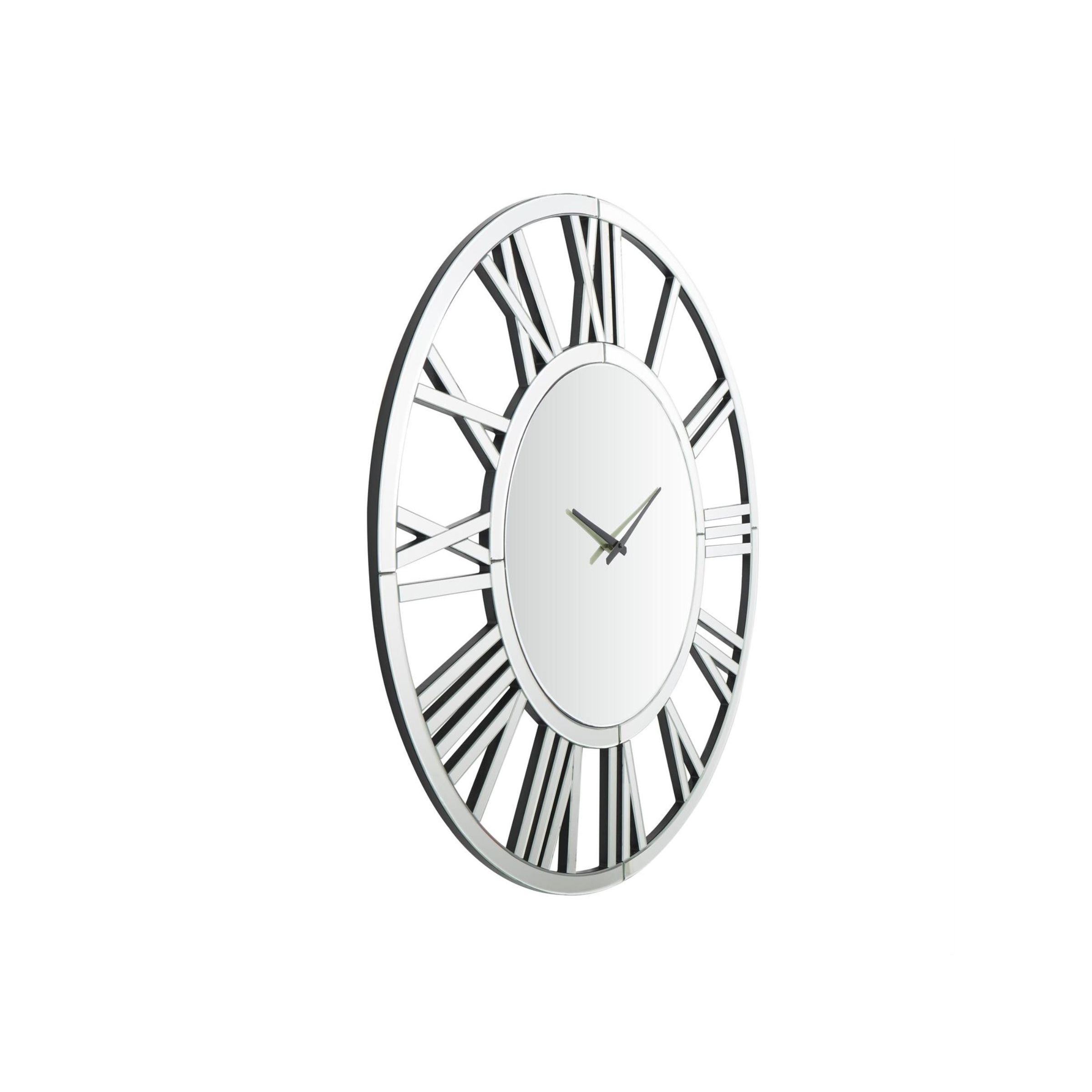 Wide Silver Mirror Wall Clock 40" Round