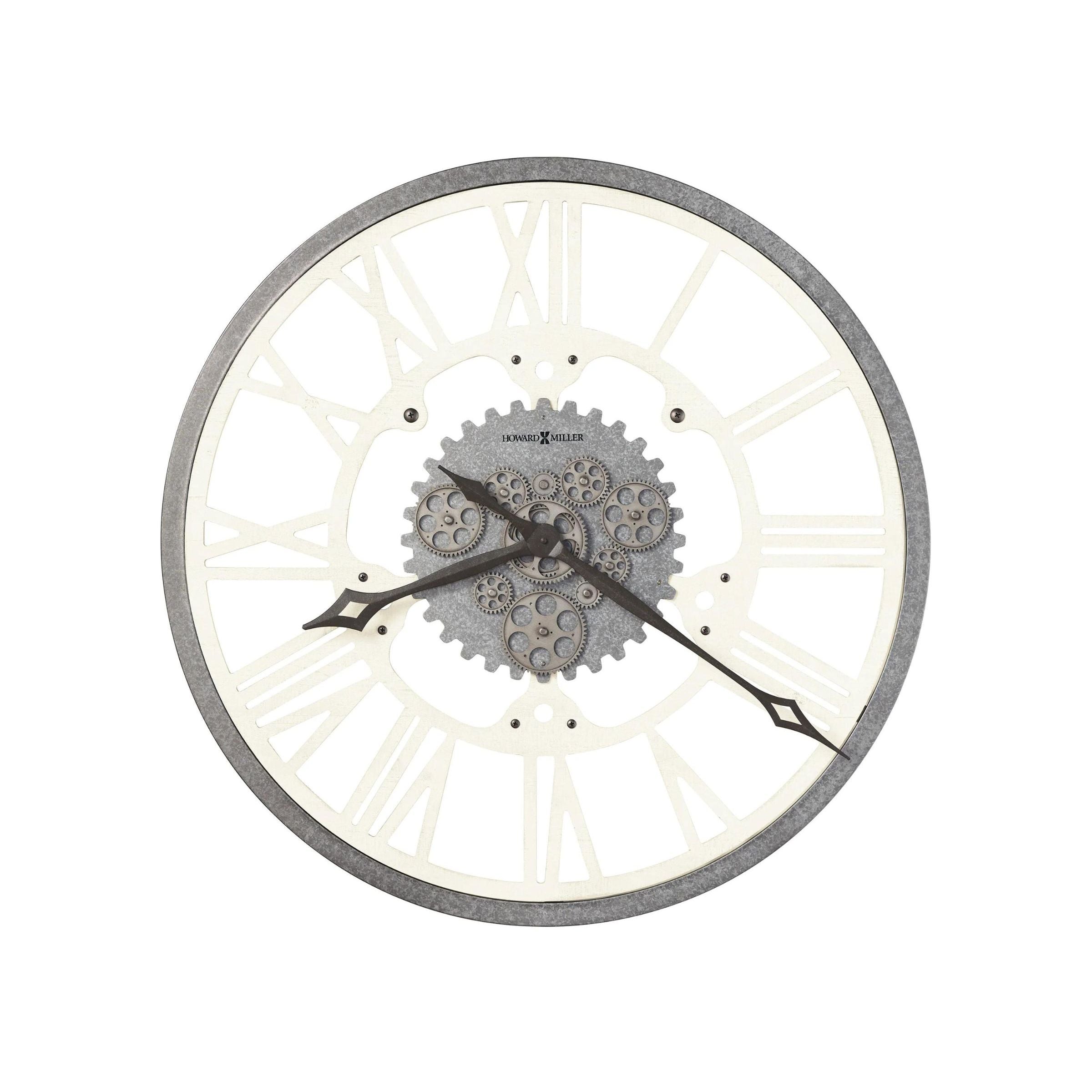 Howard Miller White Metal Gears Wall Clock 32" Round