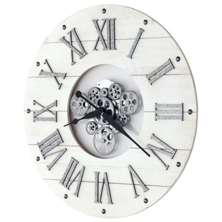 Howard Miller Antique White Gears Wall Clock 27" Round