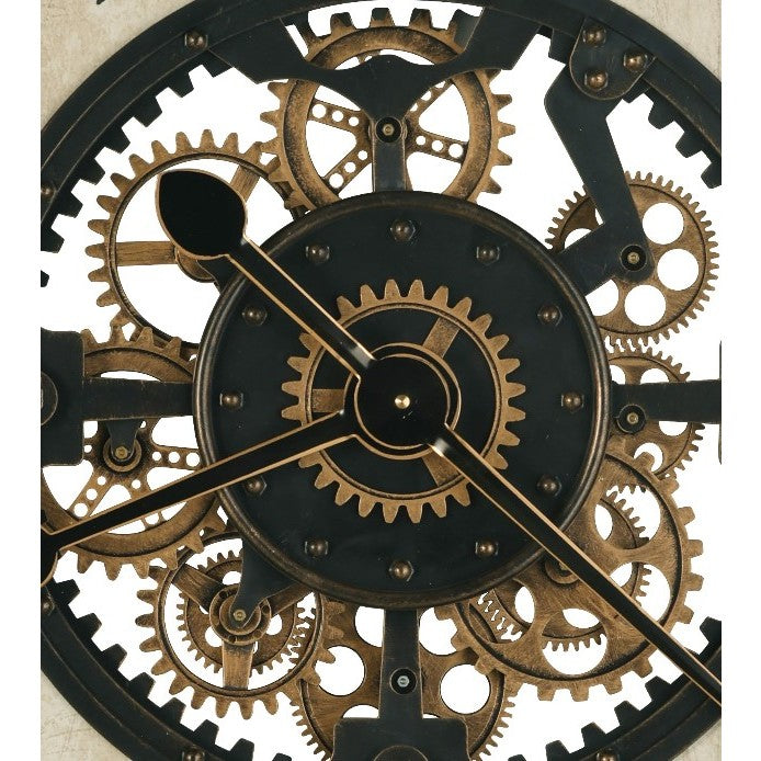 Howard Miller Black and Antique Brass Gears Wall Clock 32.5" Round