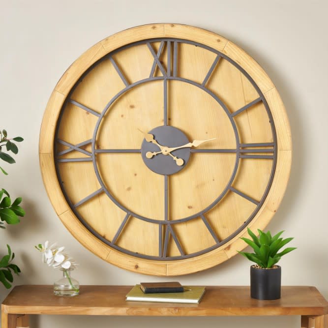 Wood and Metal Wall Clock 40"