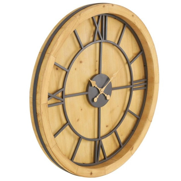 Wood and Metal Wall Clock 40"