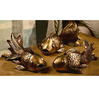 Set of 3 Gold Koi Statues 12"W x 5"D x 7"H