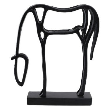 Black Metal Horse Cut Out Sculpture 14"W x 15"H