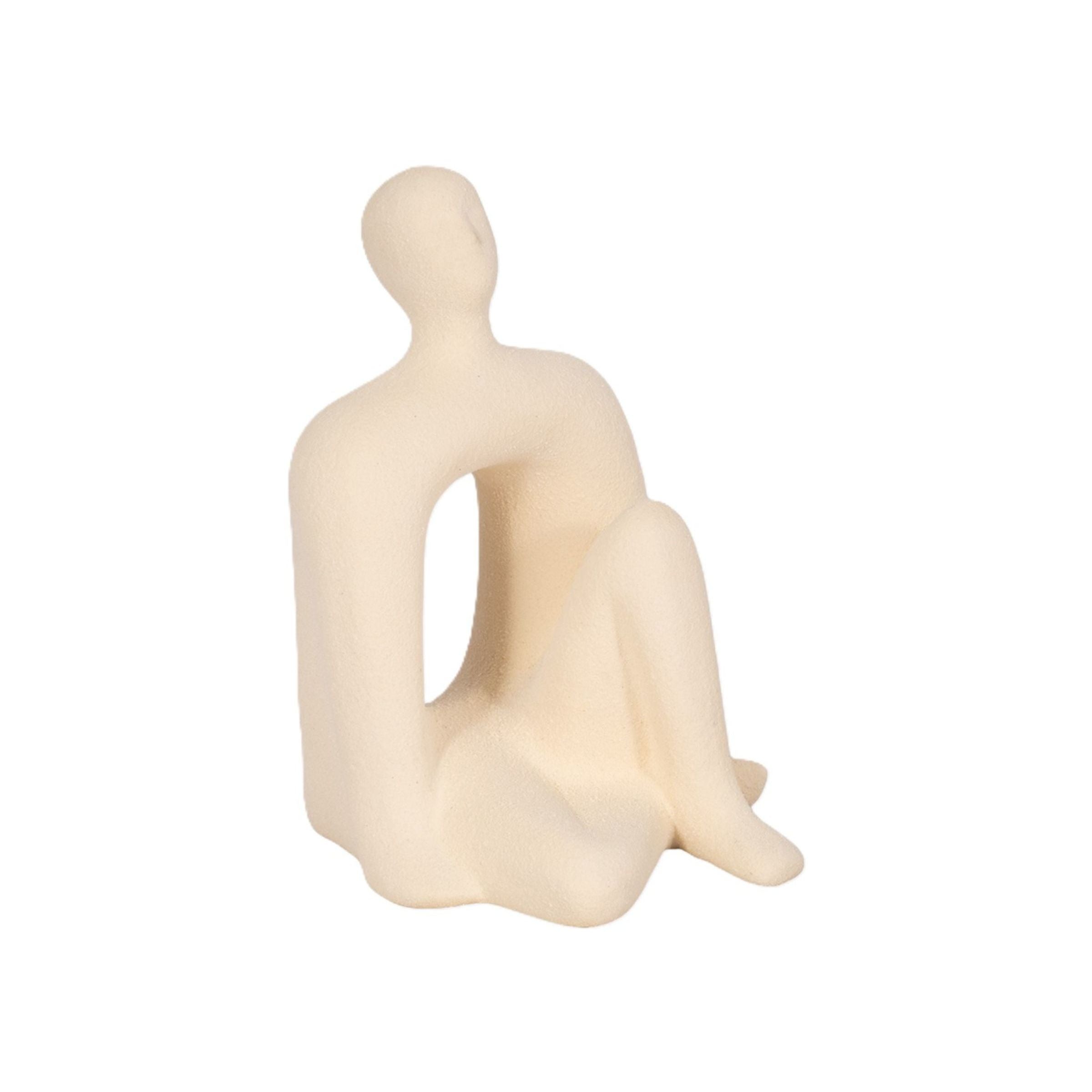 Ivory Ceramic Sitting Figure with Cutout 6"W x 10"H