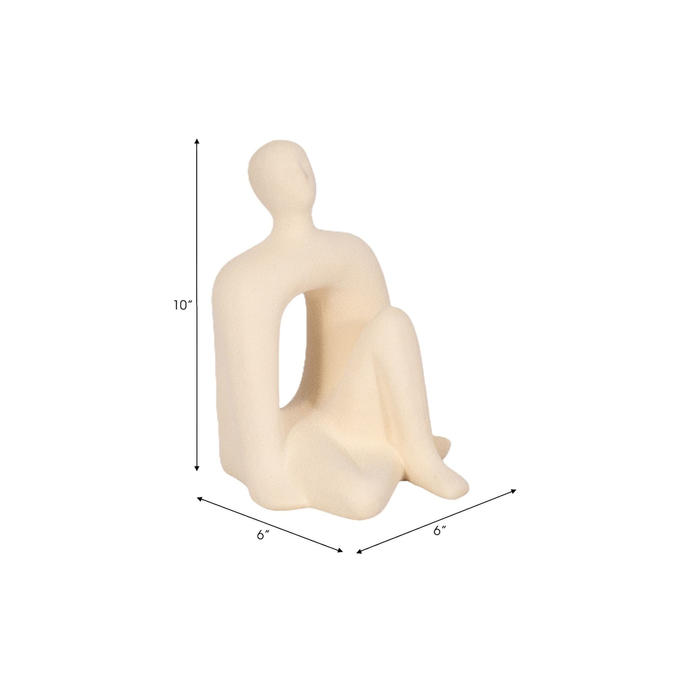 Ivory Ceramic Sitting Figure with Cutout 6"W x 10"H