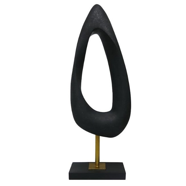 Matte Black Abstract Sculpture 7"W x 20.5"H