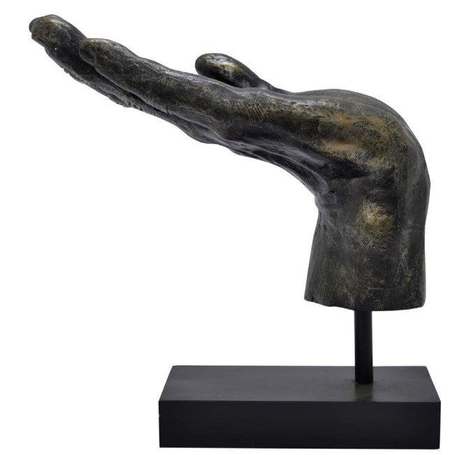 Bronze Hand Out On Base Sculpture 14"W x 14"H