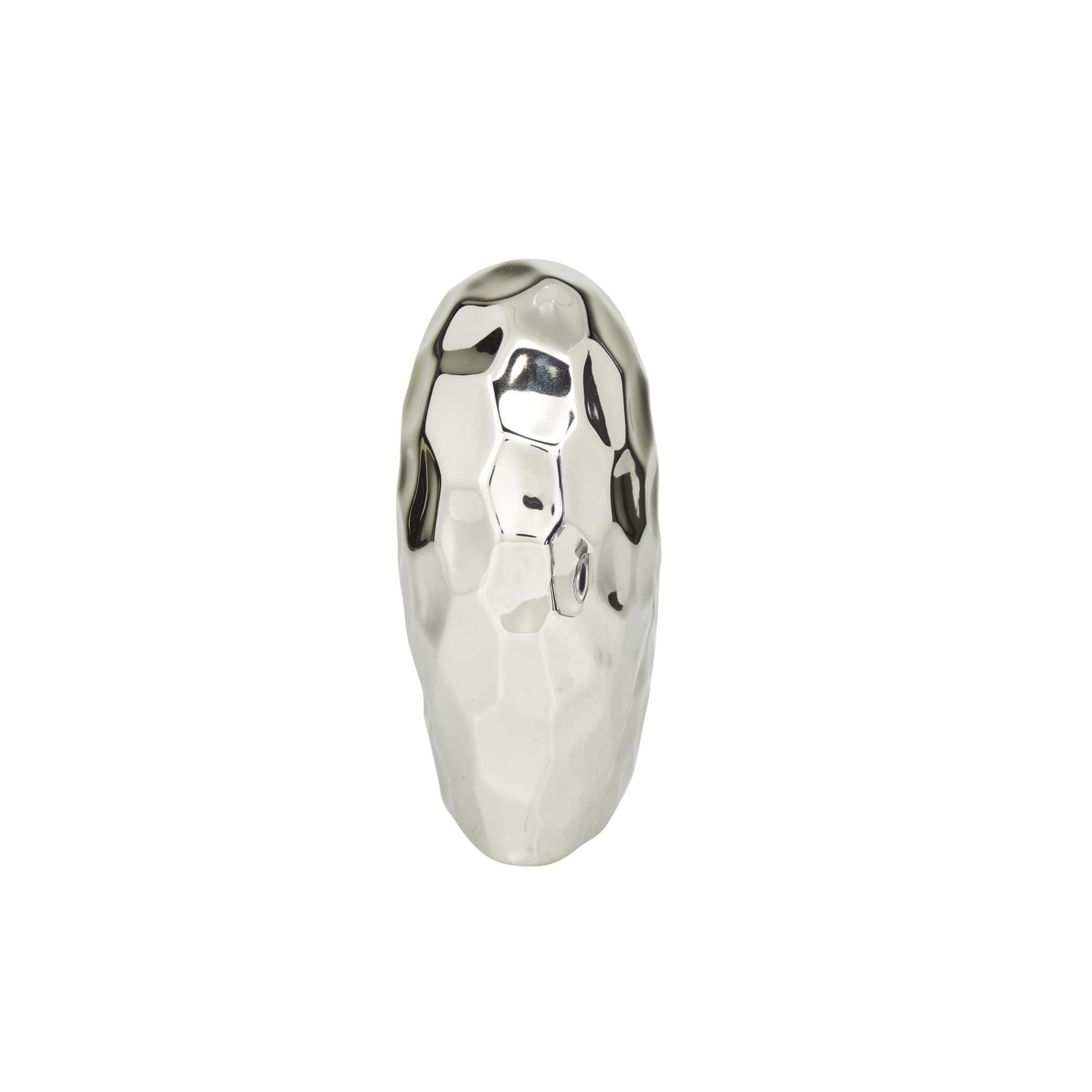 Silver Ceramic Heart Sculpture 8"W x 8"H