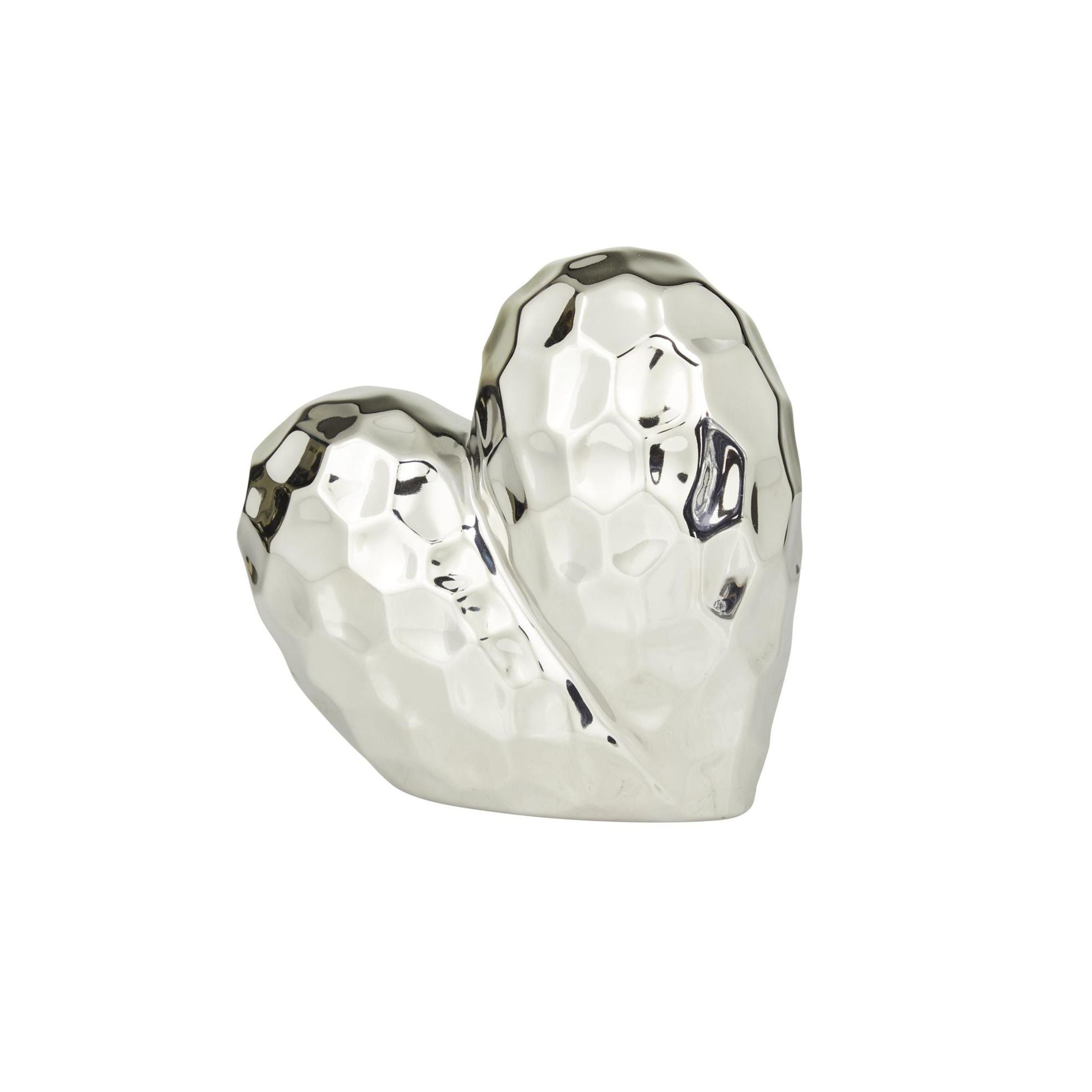 Silver Ceramic Heart Sculpture 8"W x 8"H