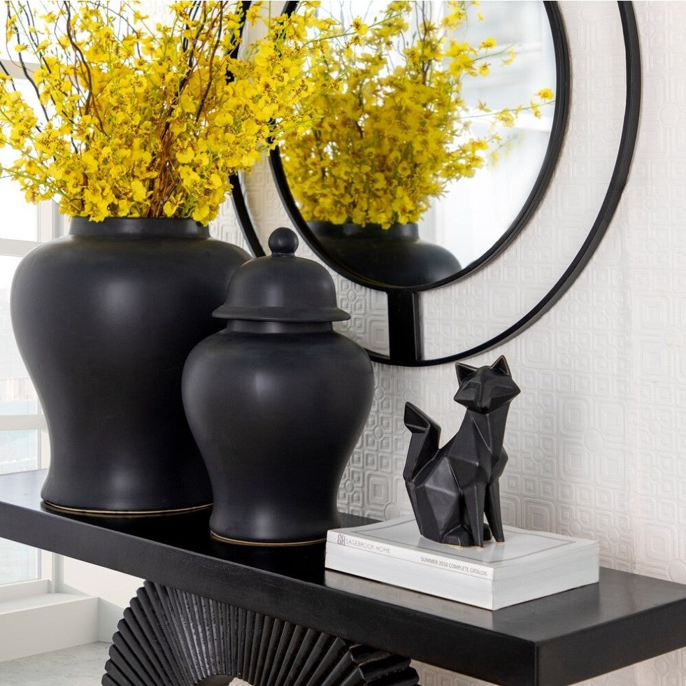 Black Modern Fox Figurine 7"W x 10"H