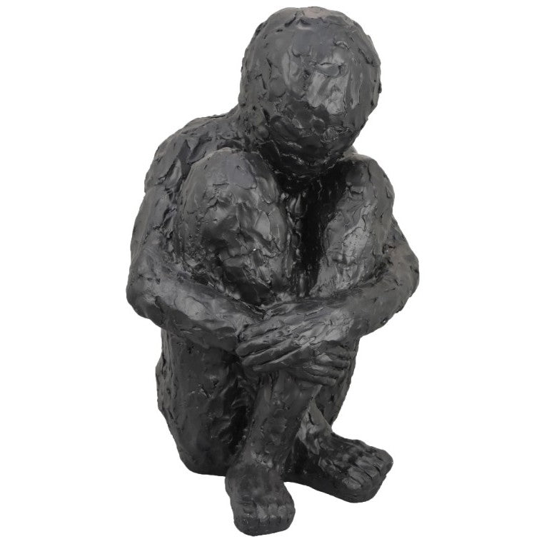 Sitting Figure Black Sculpture 18.5"W x 27"H