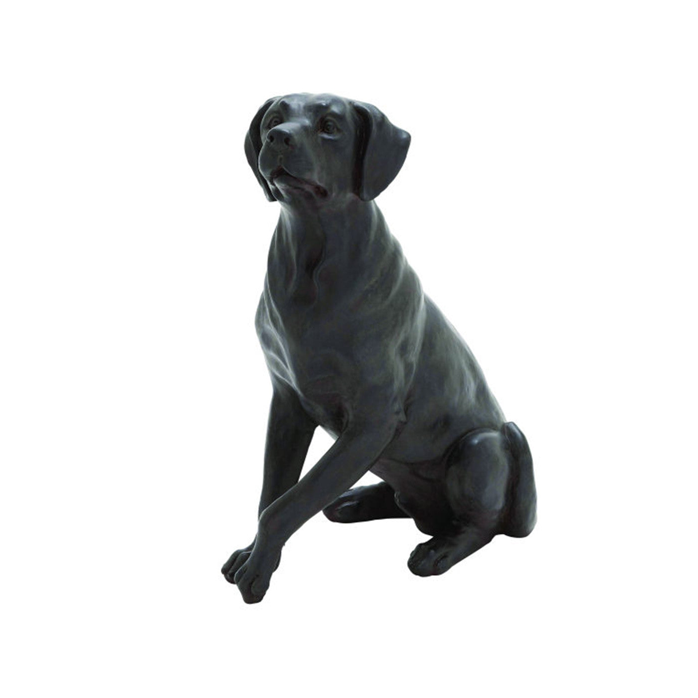 Sitting Black Lab Dog Statue 14"W x 20"H