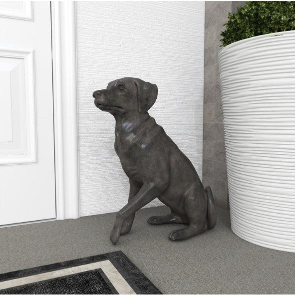 Sitting Black Lab Dog Statue 14"W x 20"H