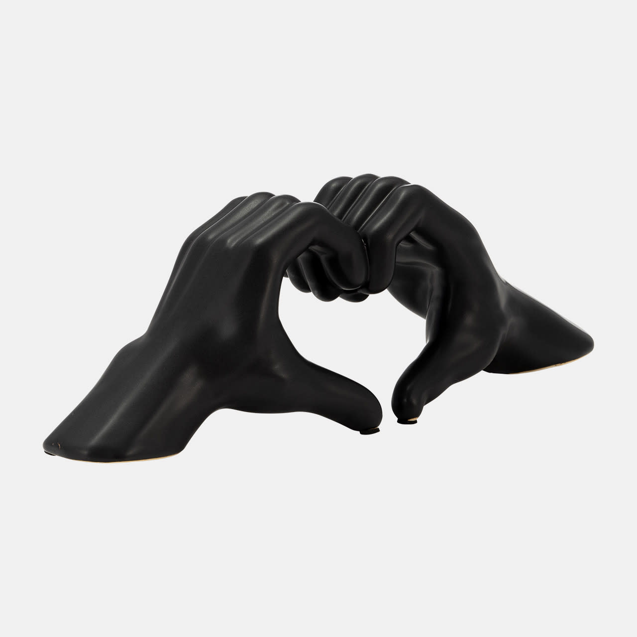Black Ceramic Hand-Heart Sculpture 14"W x 5"H