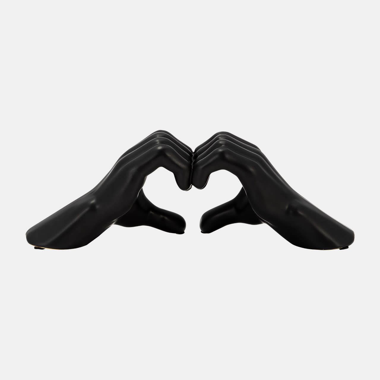 Black Ceramic Hand-Heart Sculpture 14"W x 5"H
