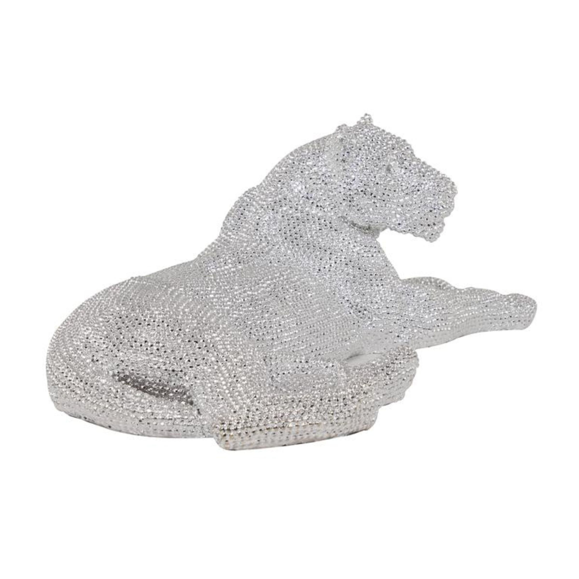 Silver Bling Laying Leopard 39"W x 14"H