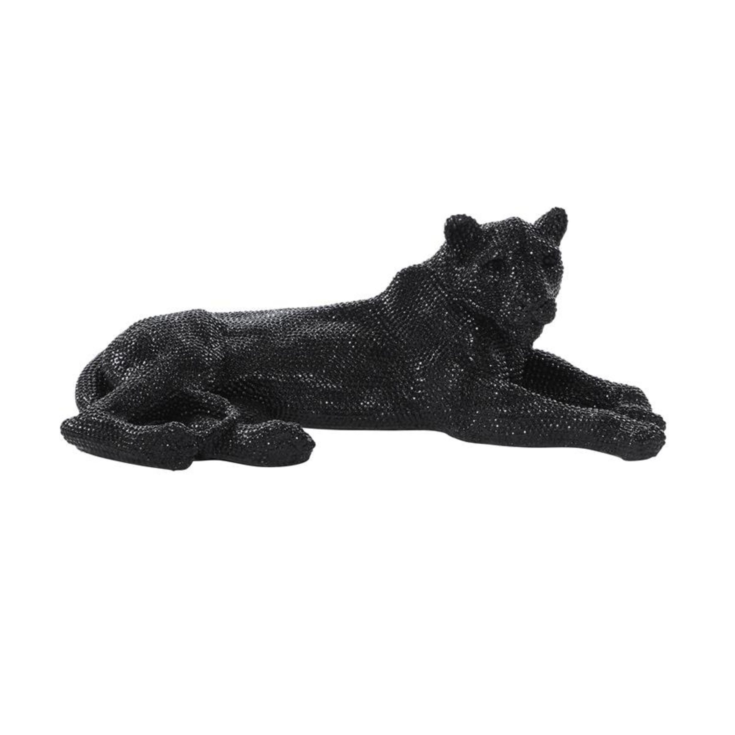 Black Bling Laying Leopard 39"W x 14"H