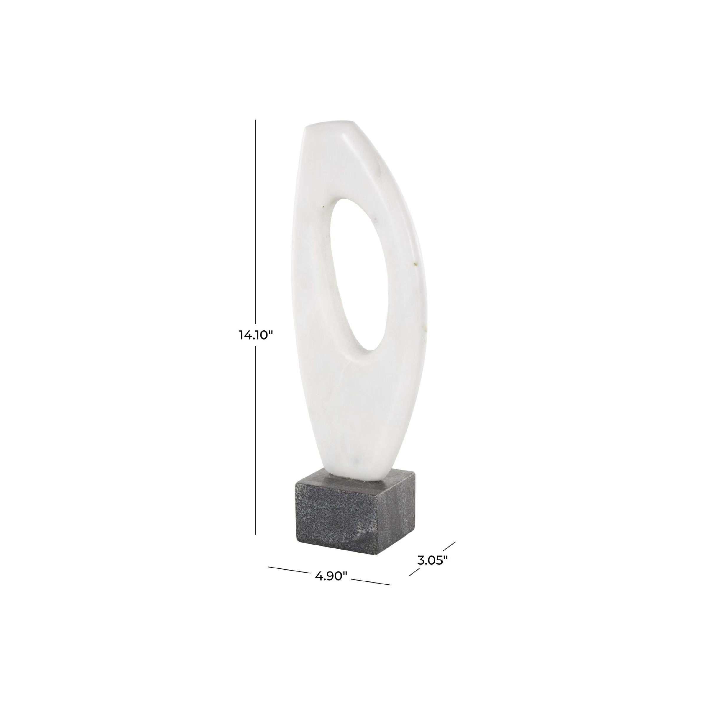 White Marble Abstract Sculpture 5"W x 14"H