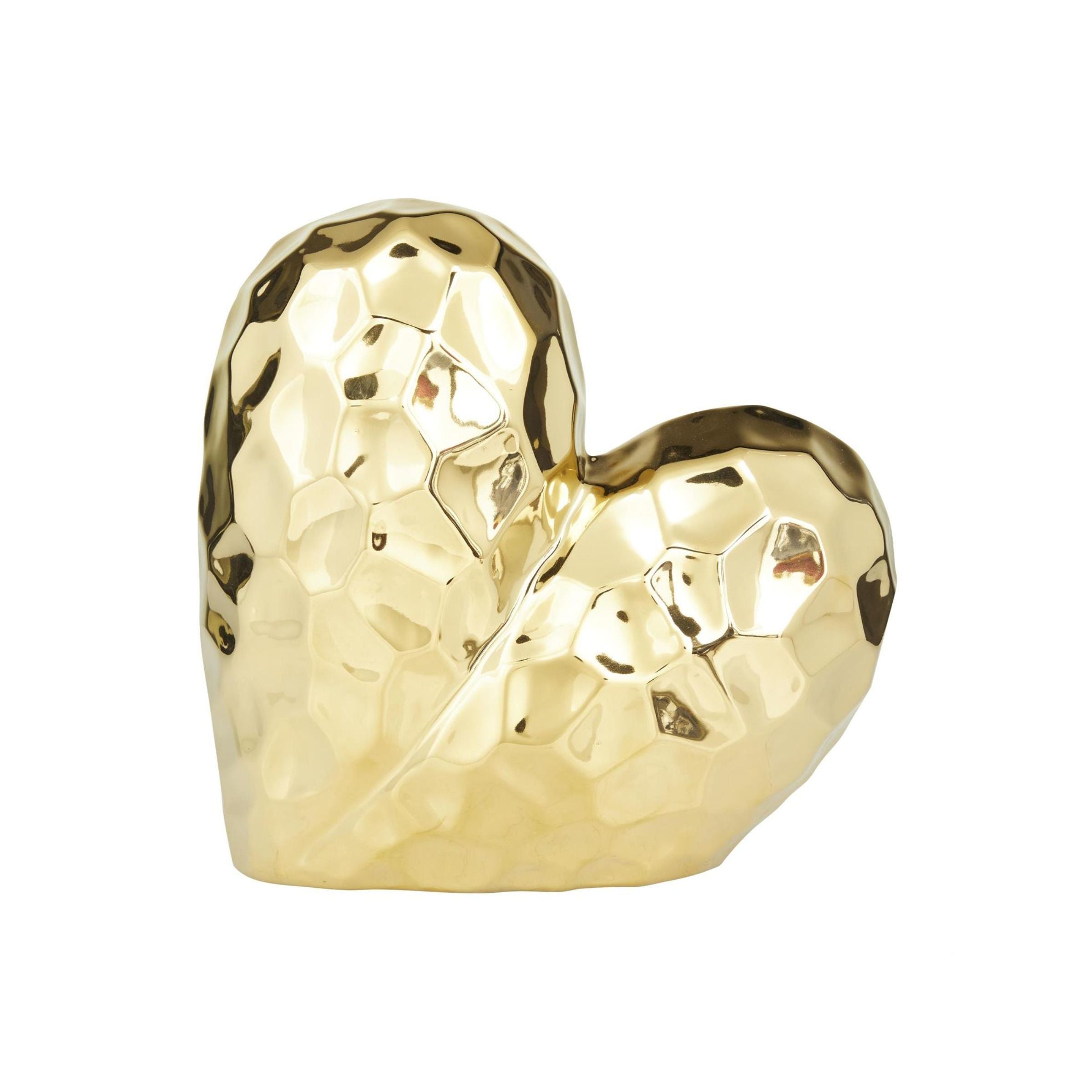 Gold Ceramic Heart Sculpture 8"W x 8"H