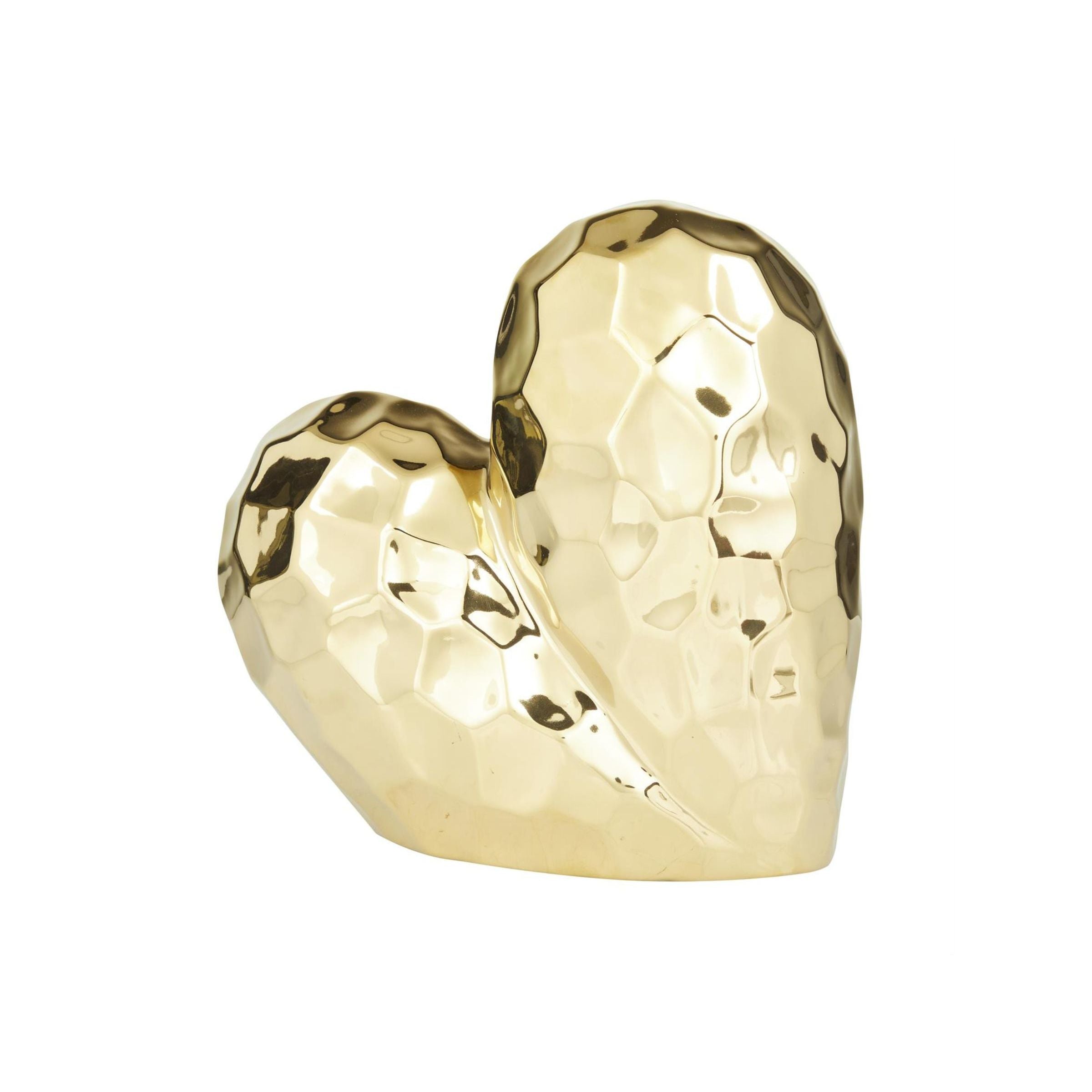 Gold Ceramic Heart Sculpture 8"W x 8"H
